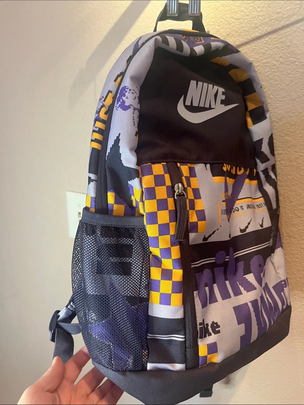 Nike Kid’s Backpack Purple Yellow Colorways Graphic Print - Picture 4 of 12